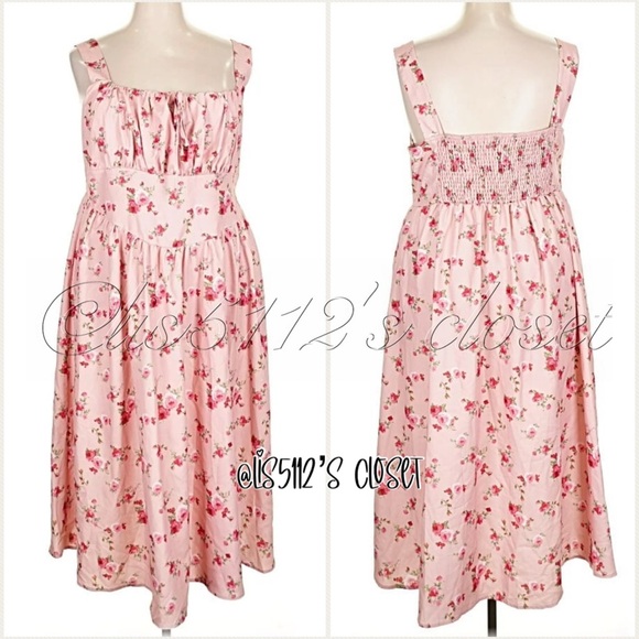 Cider Pink Rose Floral Woven Corset Midi Peasant Dress 3XL - Picture 13 of 15